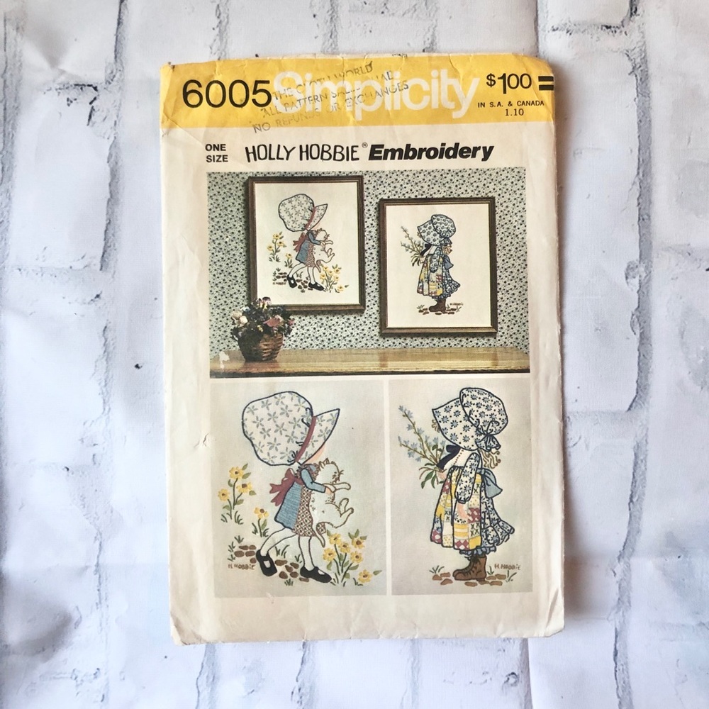 Vtg 1973 Simplicity 6005 Holly Hobbie Embroidery Transfers Cottagecore Prairie